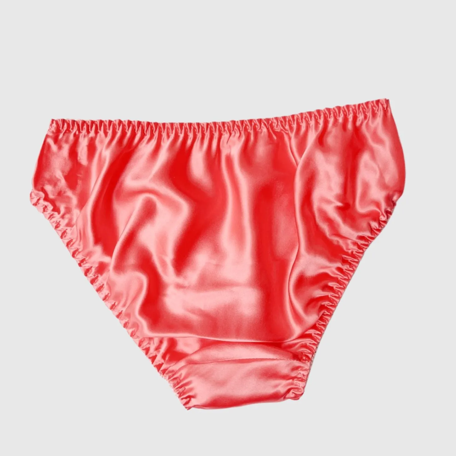 100% Silk bikini brief with scalloped lace | Gold, Rose, Coral