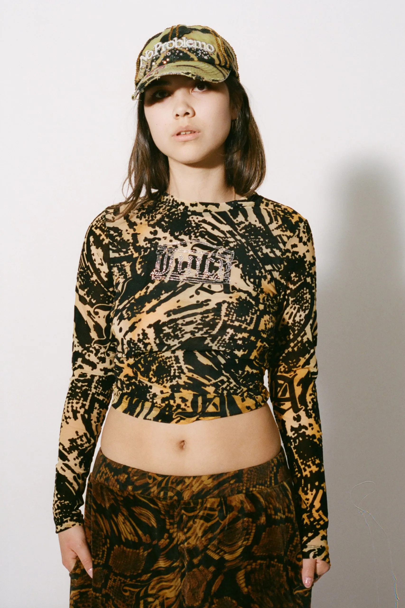 Aries x Juicy Couture Psysnake Flocked Mesh LS Top