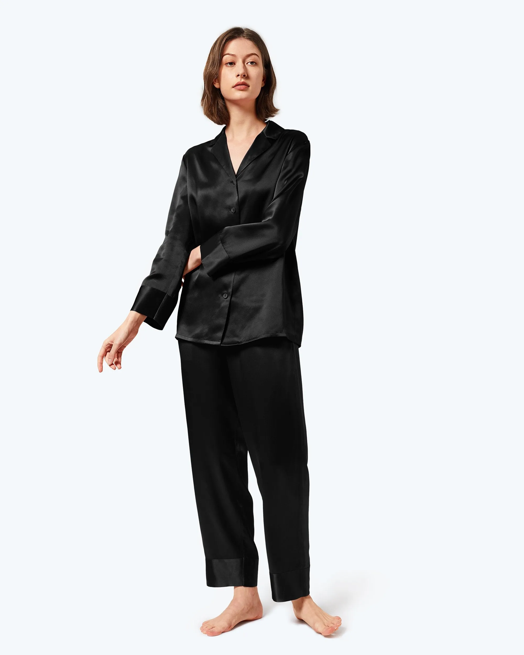At Home - Classic Silk Pajamas Set for Women
