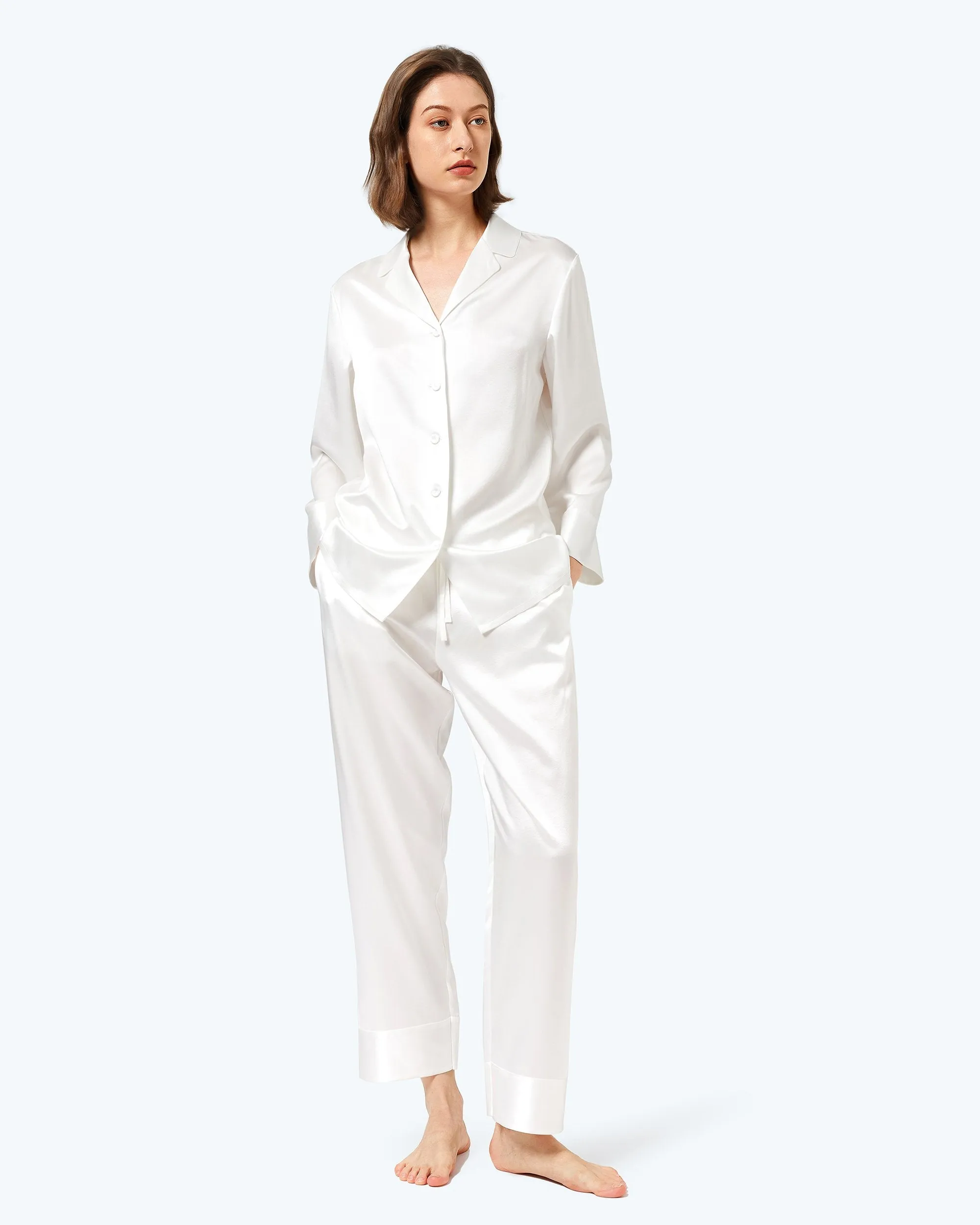 At Home - Classic Silk Pajamas Set for Women