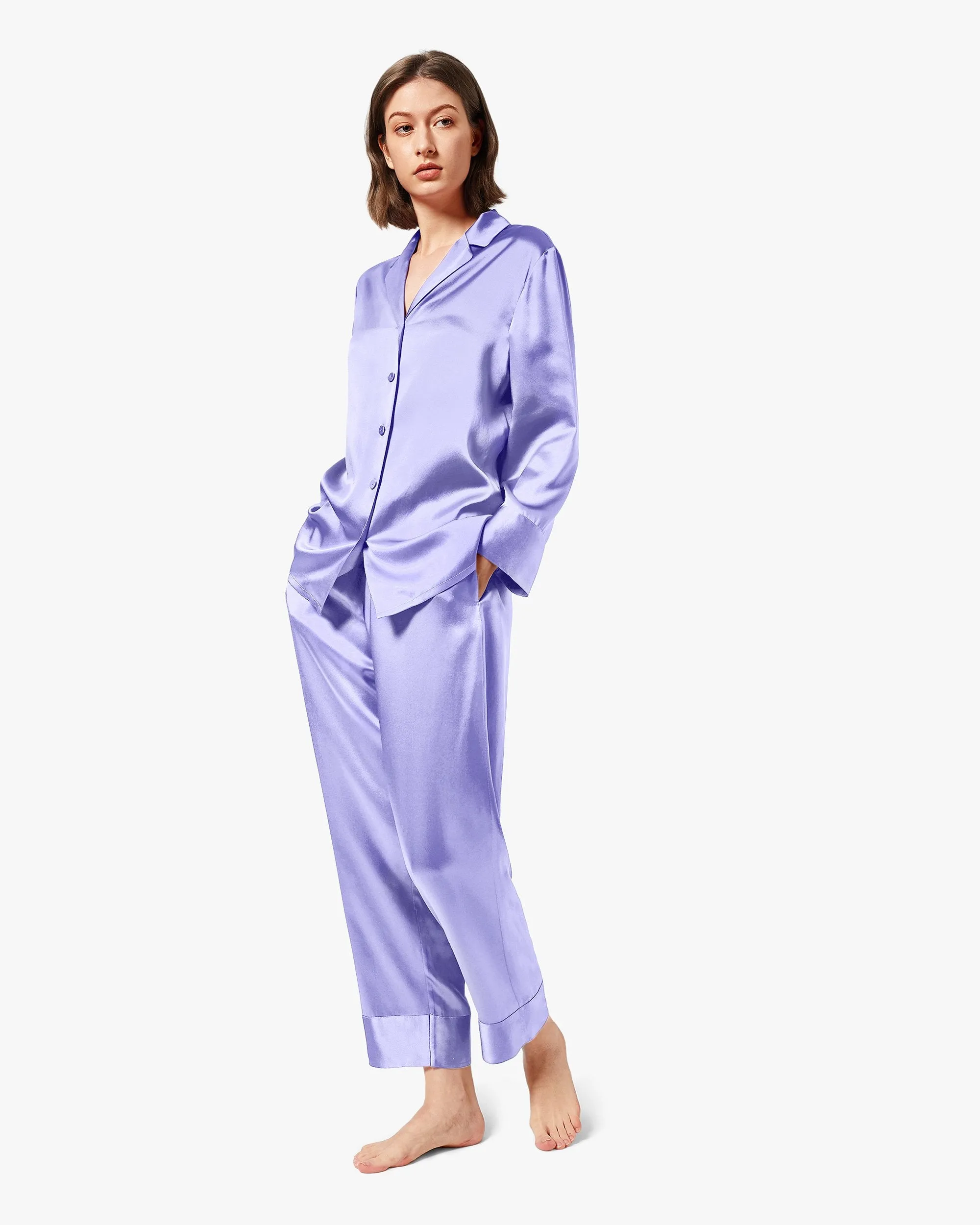 At Home - Classic Silk Pajamas Set for Women