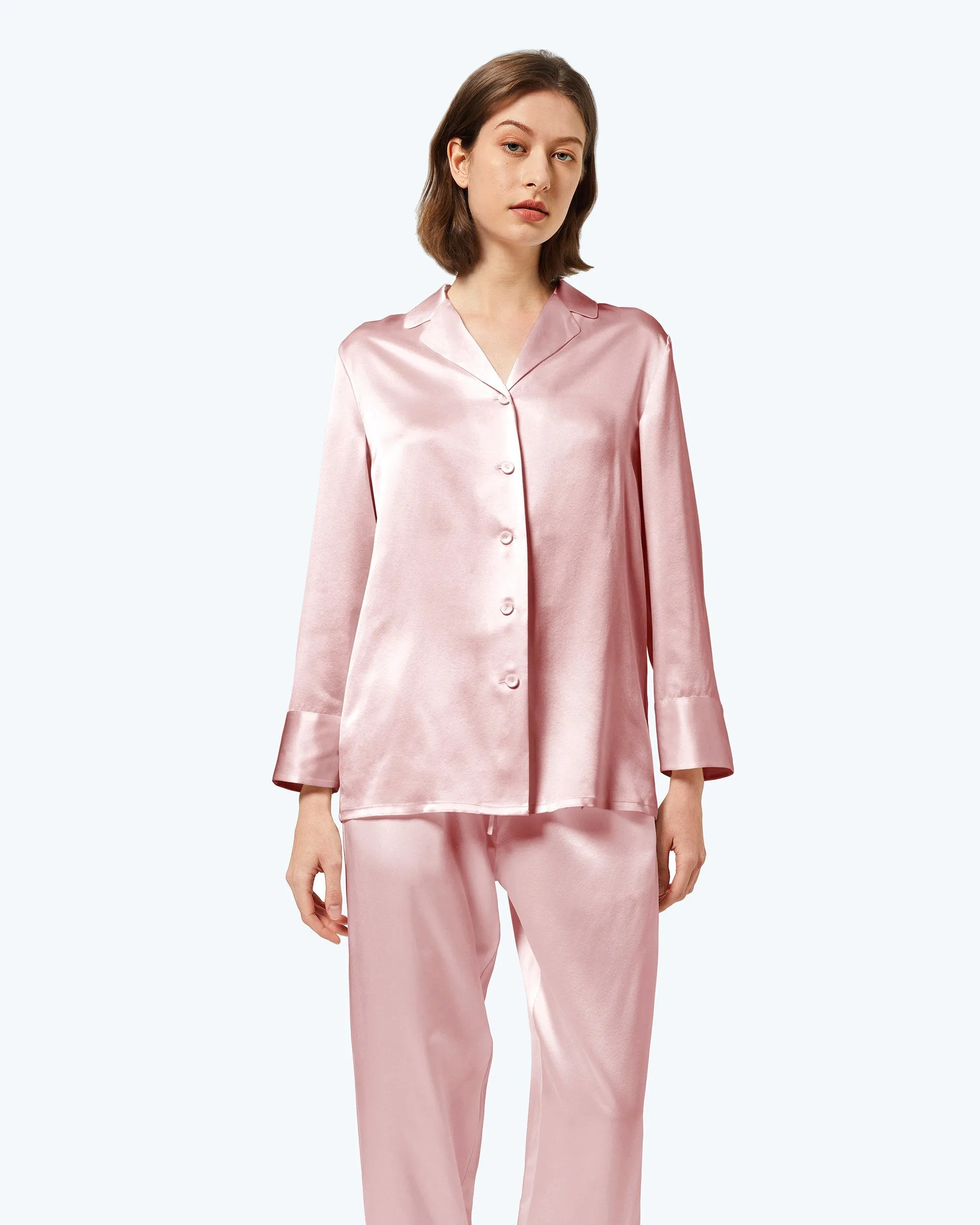 At Home - Classic Silk Pajamas Set for Women