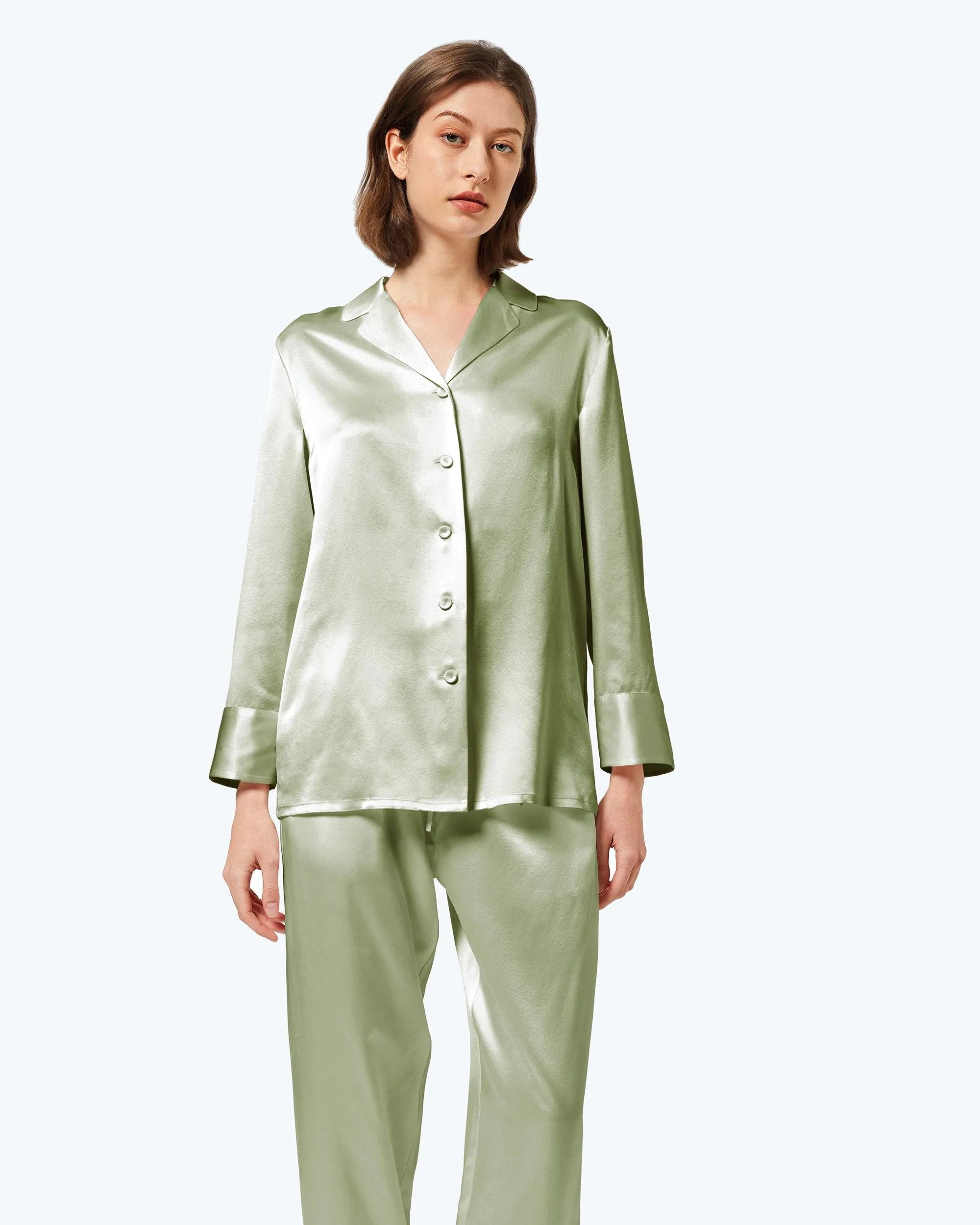 At Home - Classic Silk Pajamas Set for Women