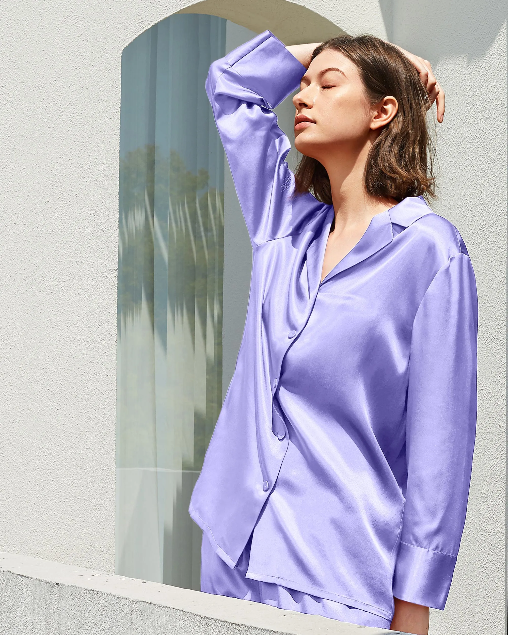 At Home - Classic Silk Pajamas Set for Women