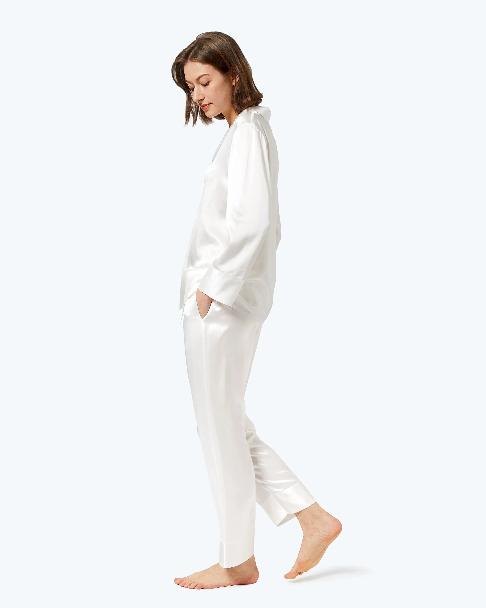 At Home - Classic Silk Pajamas Set for Women