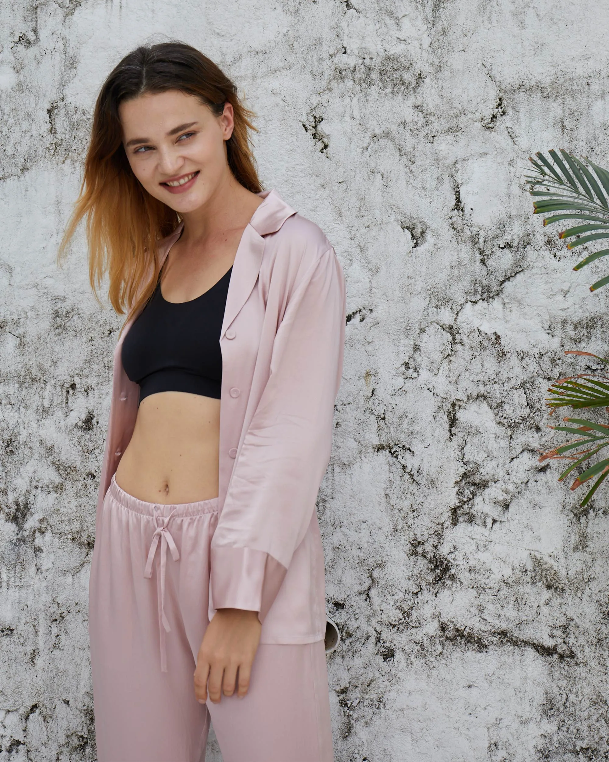 At Home - Classic Silk Pajamas Set for Women