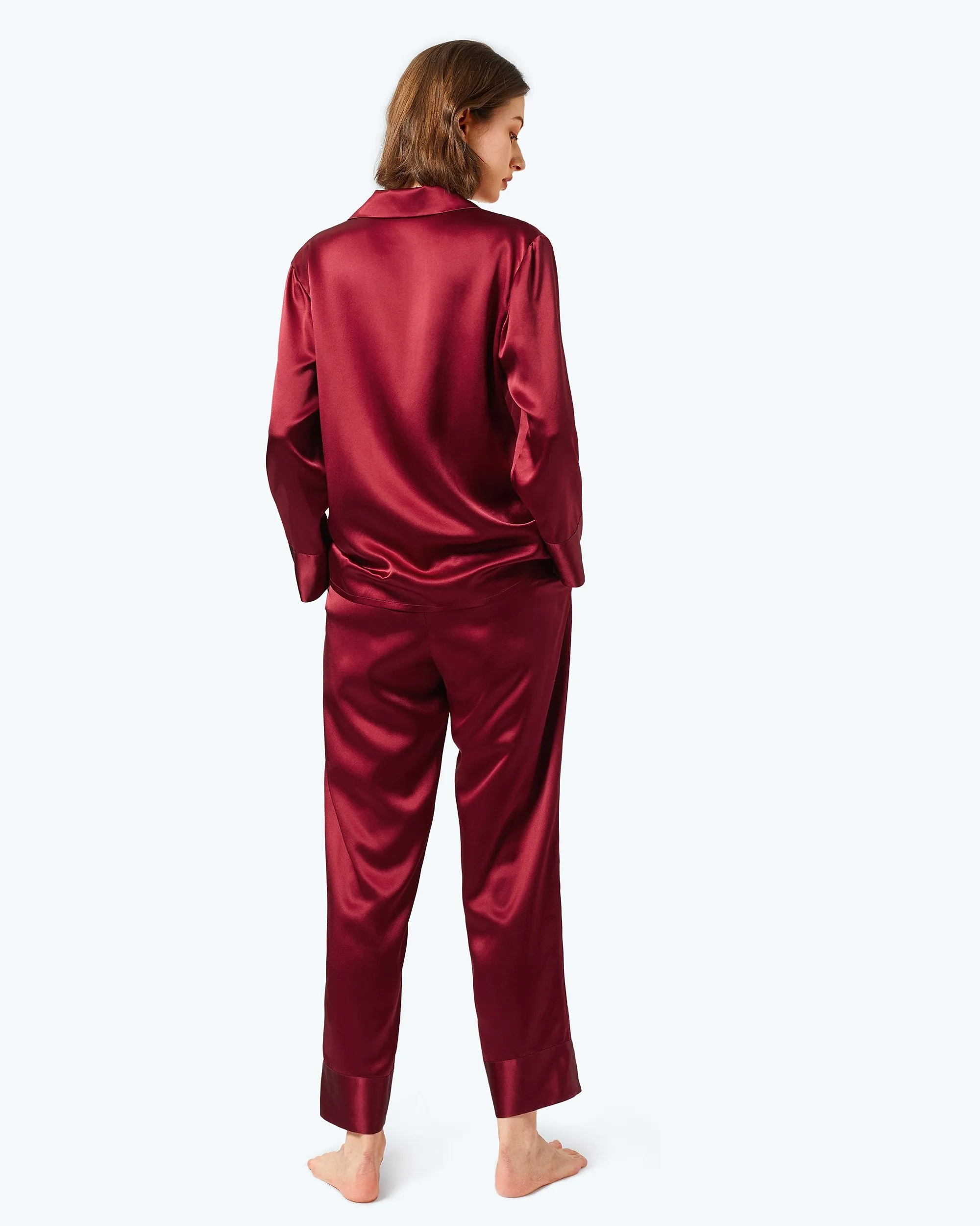 At Home - Classic Silk Pajamas Set for Women