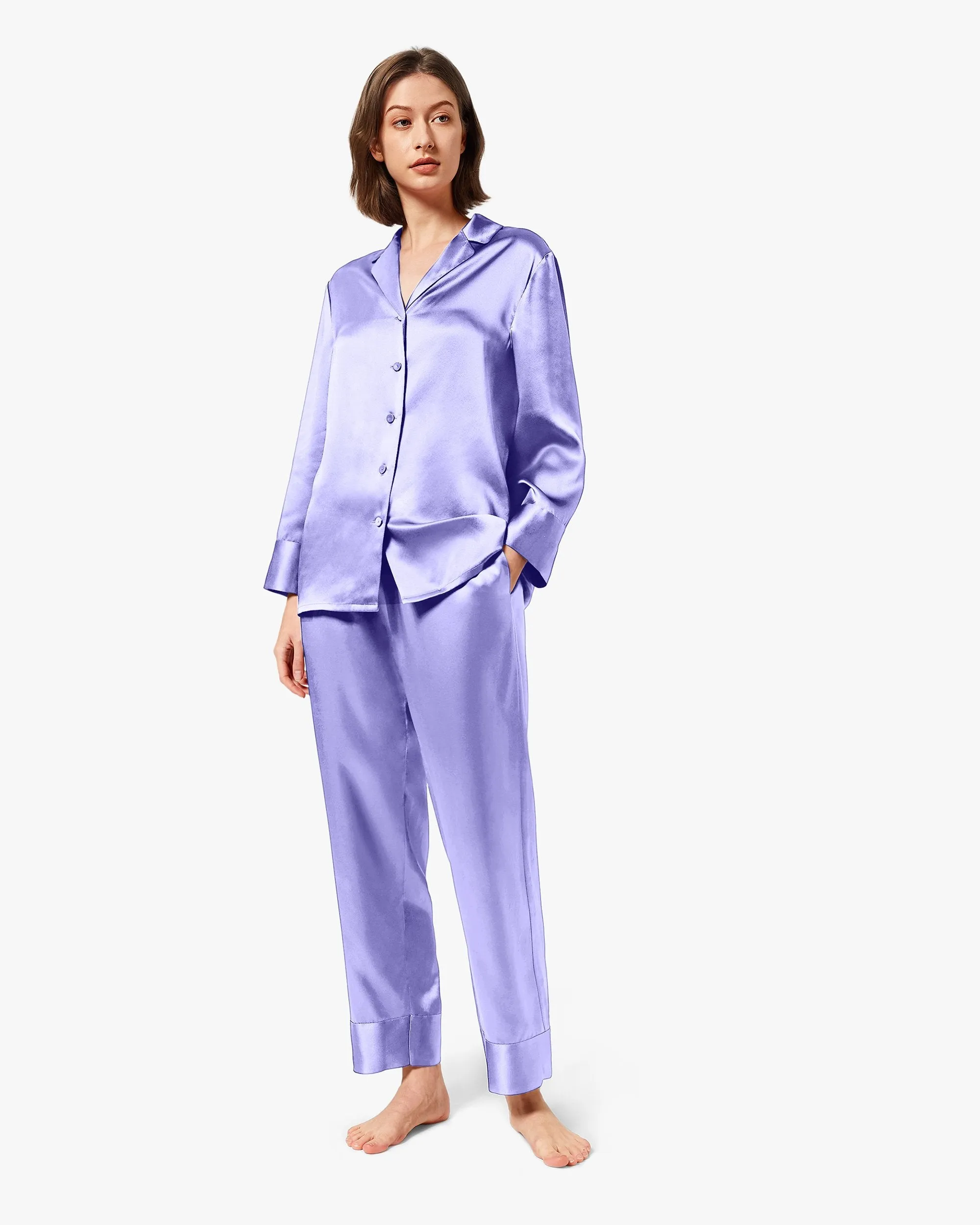 At Home - Classic Silk Pajamas Set for Women