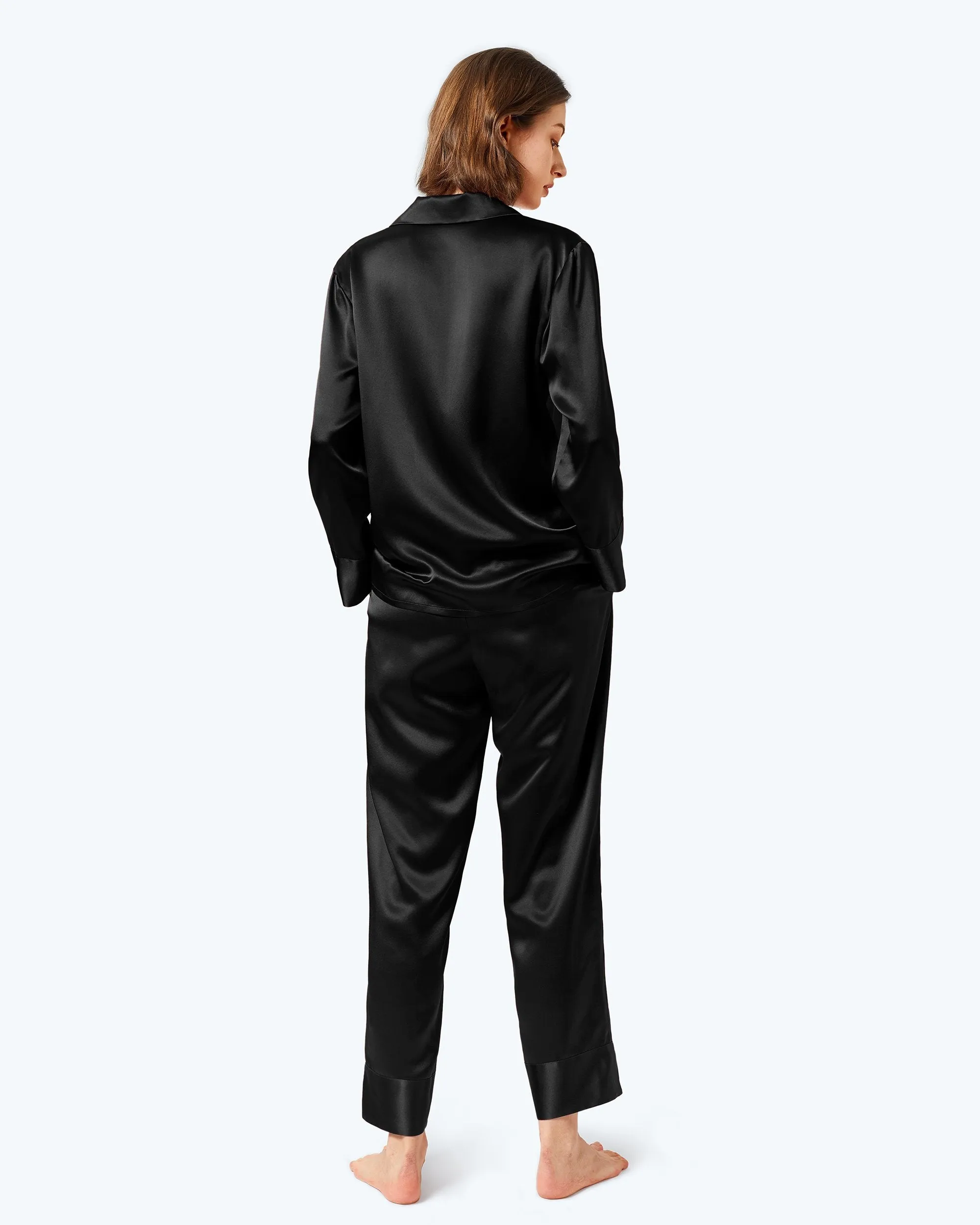 At Home - Classic Silk Pajamas Set for Women