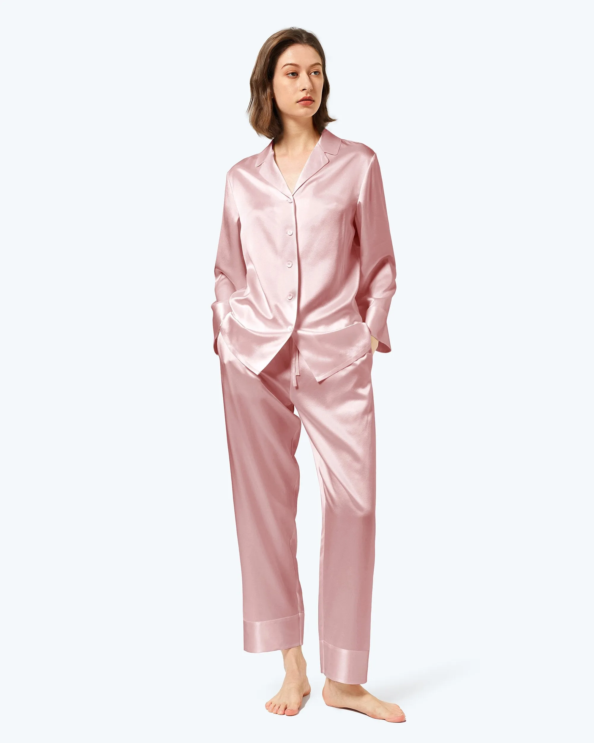 At Home - Classic Silk Pajamas Set for Women