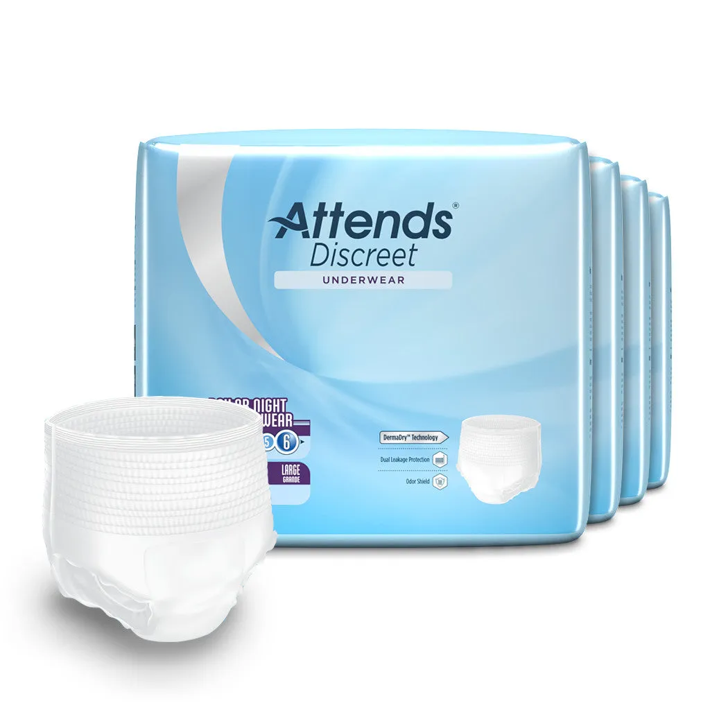 Attends Discreet Day/Night Extended Wear Underwear, Level 6 Absorbency