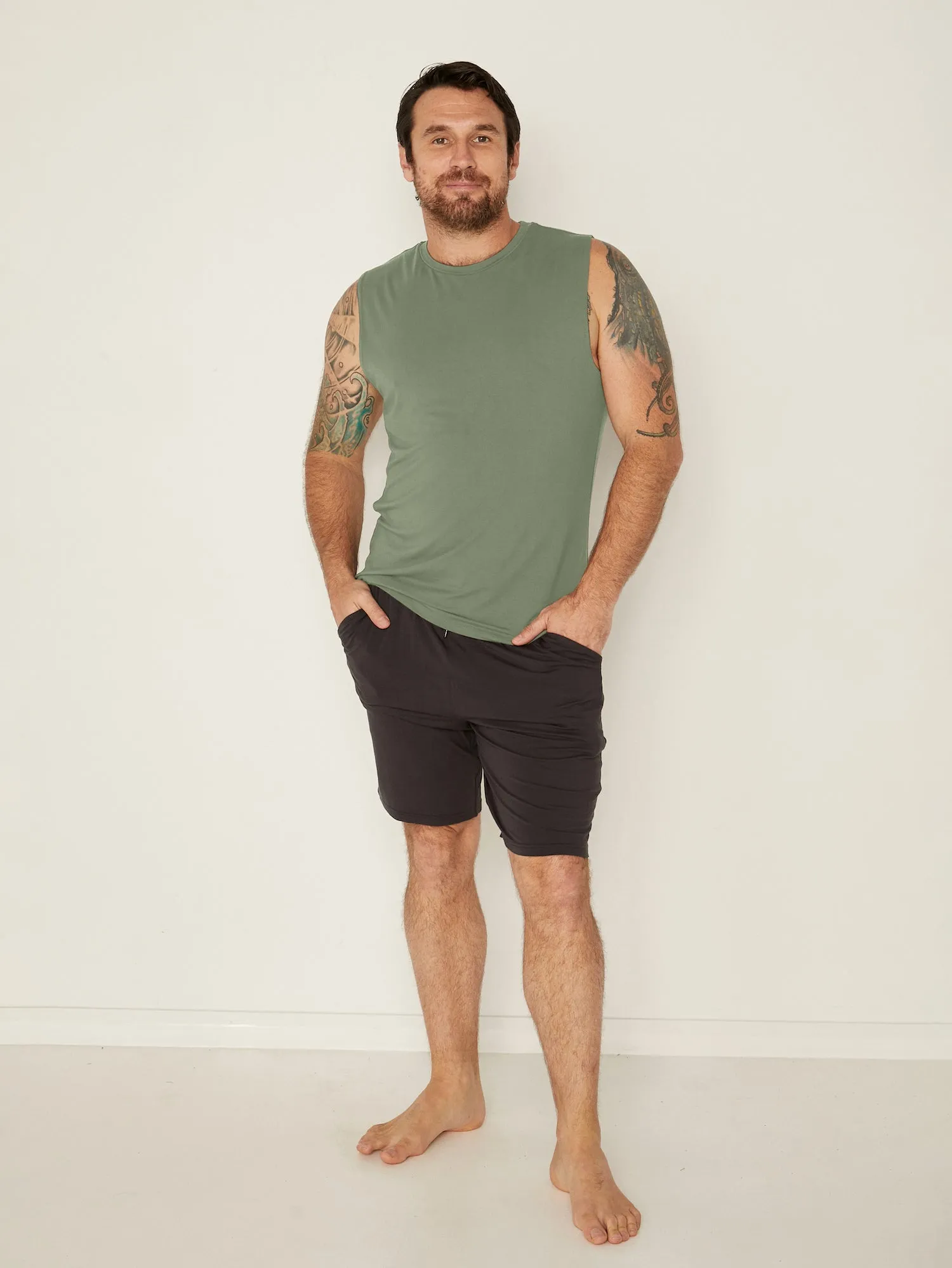 Bamboo Men's Tank Singlet - Eucalyptus