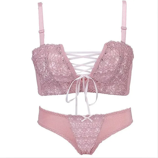 Drawstring Gathered Bras And Panties