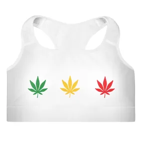 Green Yellow Red Leaf Padded Sports Bra