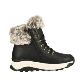 Black Ladies Rieker Evolution Lace-Up Boots with Inside Zip - W0063-00