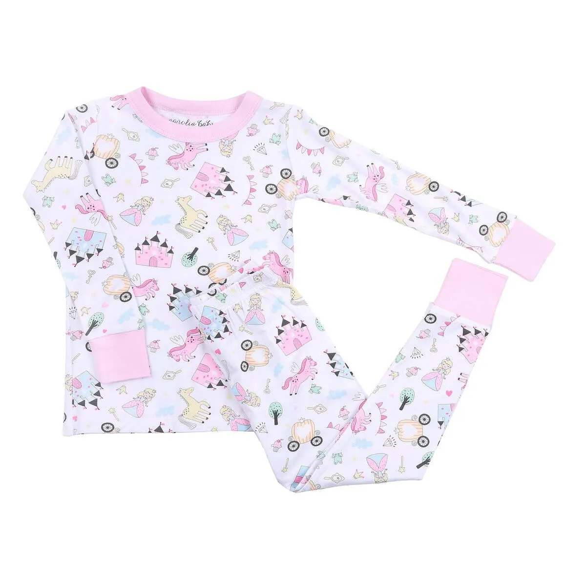 Magnolia Baby Little Girls Pink Princess Long Pajamas