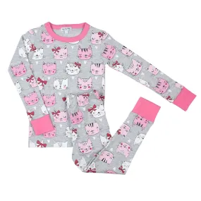 Magnolia Baby Little Girls Pink Sassy Kitty Kat Long Pajamas