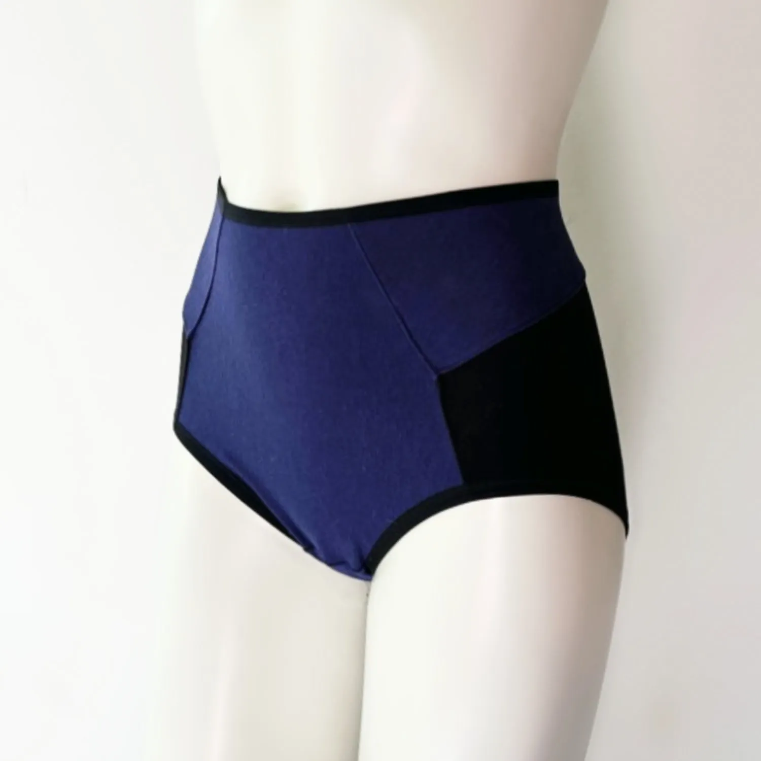 Navy Blue Black Organic cotton french brief | Made to measure