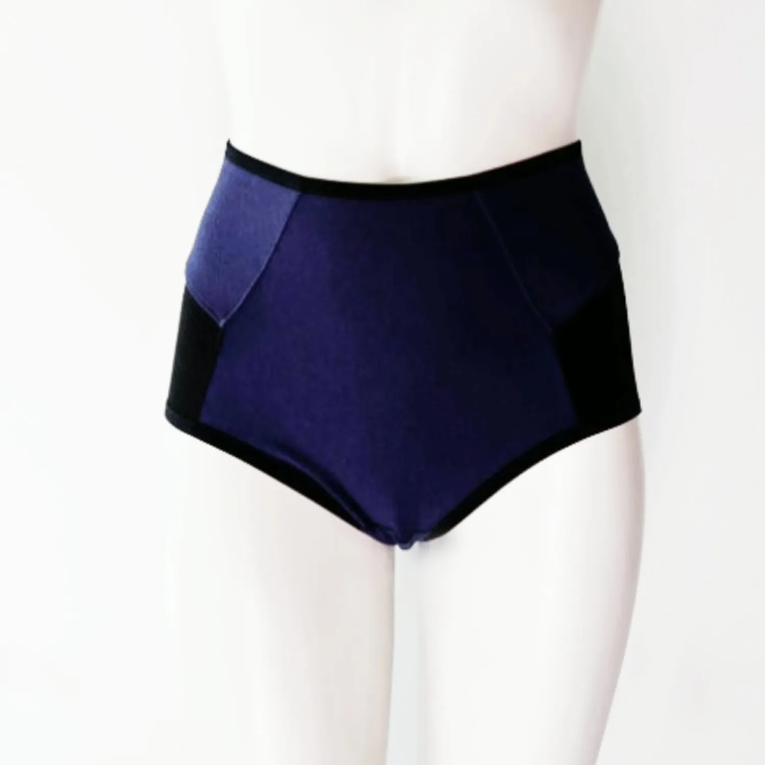 Navy Blue Black Organic cotton french brief | Made to measure