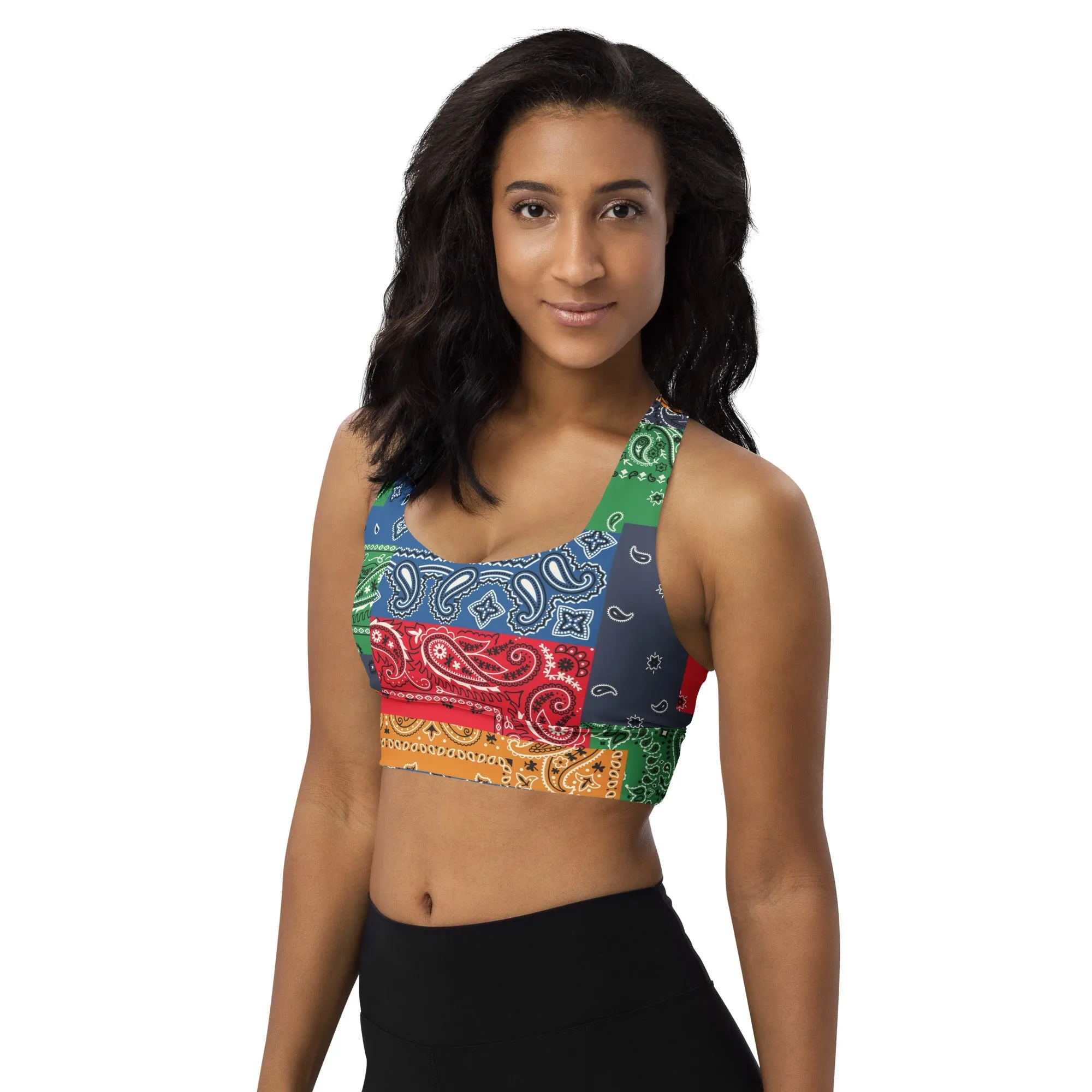Paisley Bandana Longline sports bra