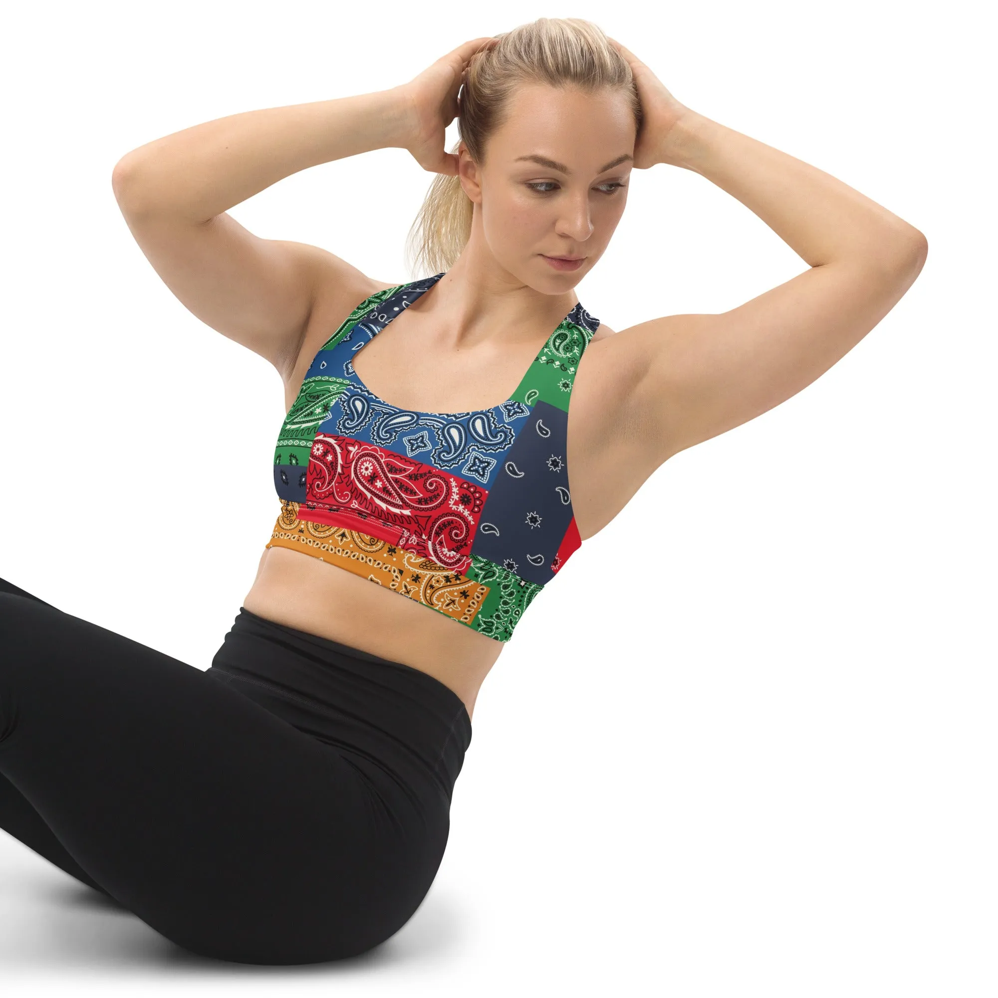 Paisley Bandana Longline sports bra