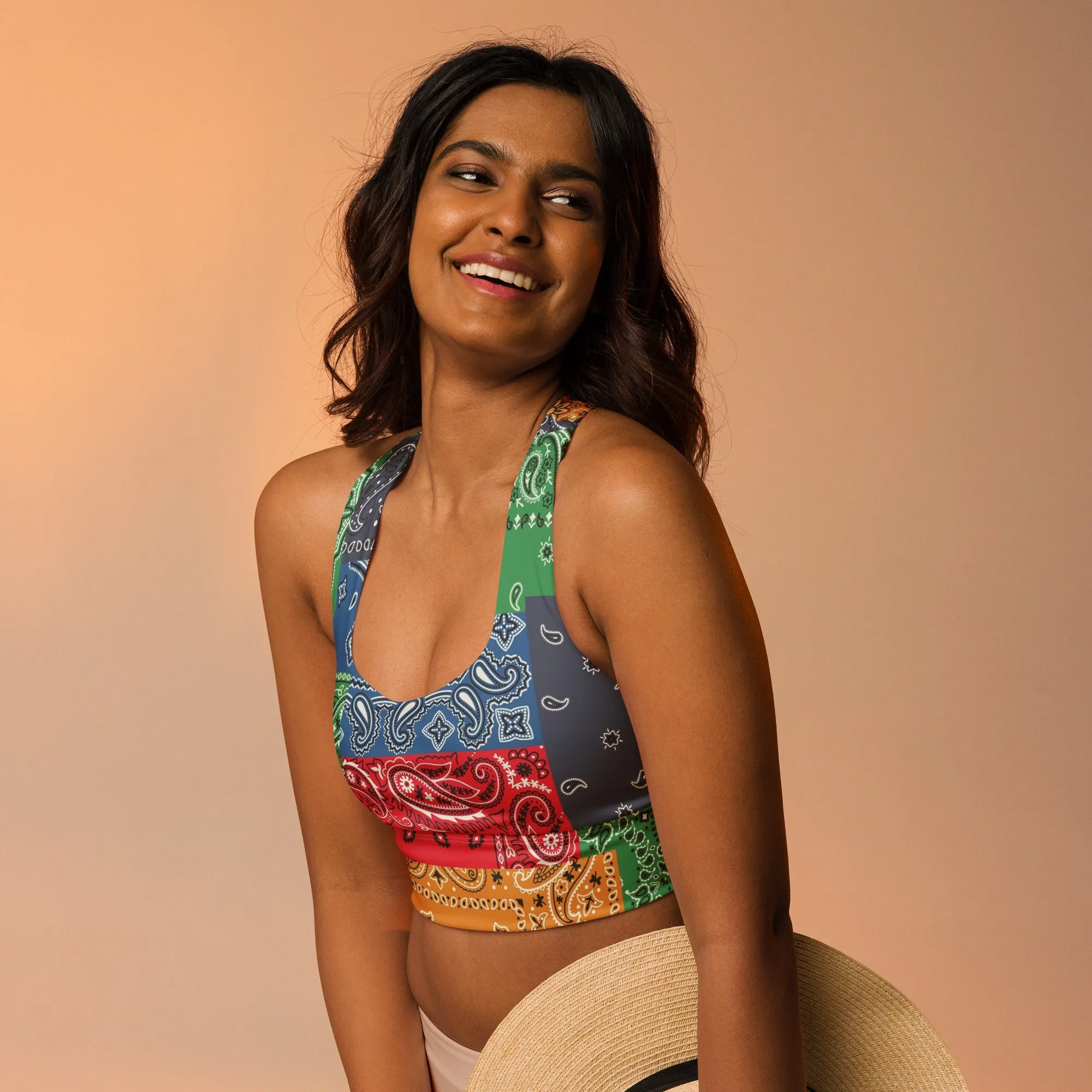 Paisley Bandana Longline sports bra