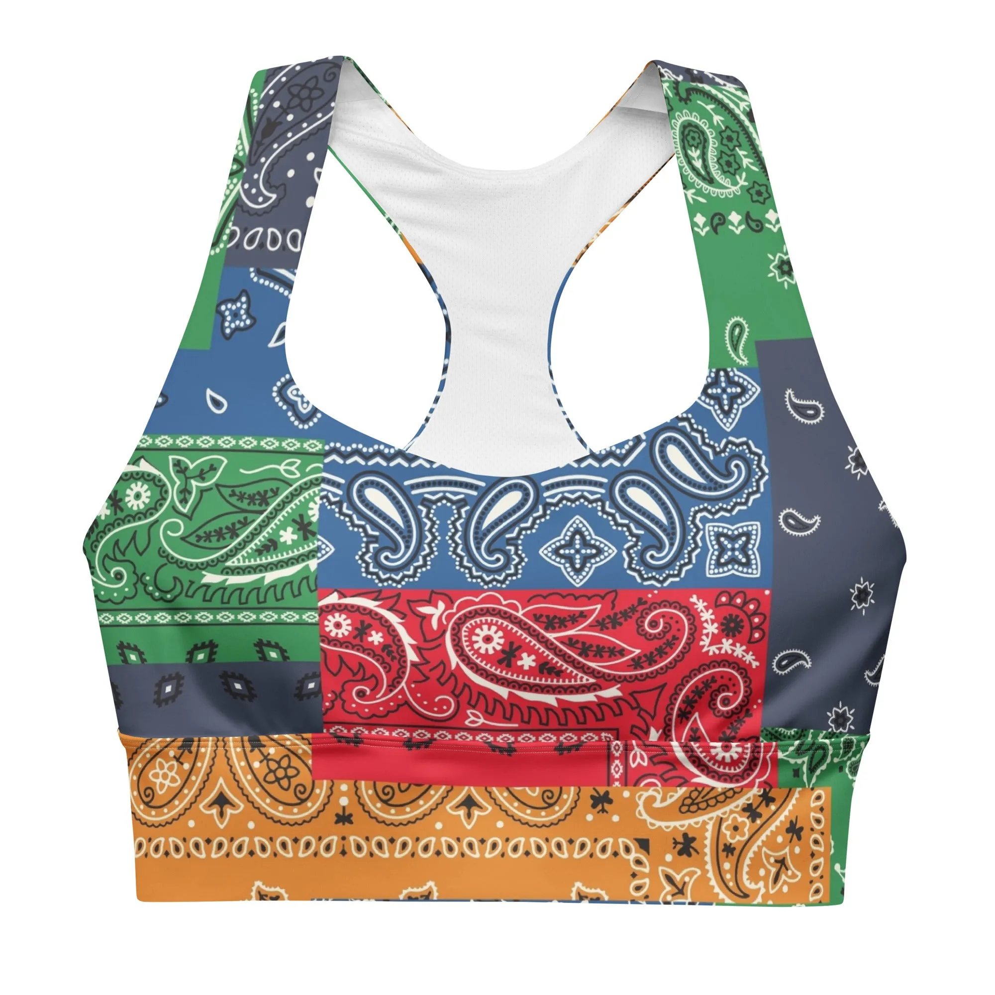 Paisley Bandana Longline sports bra