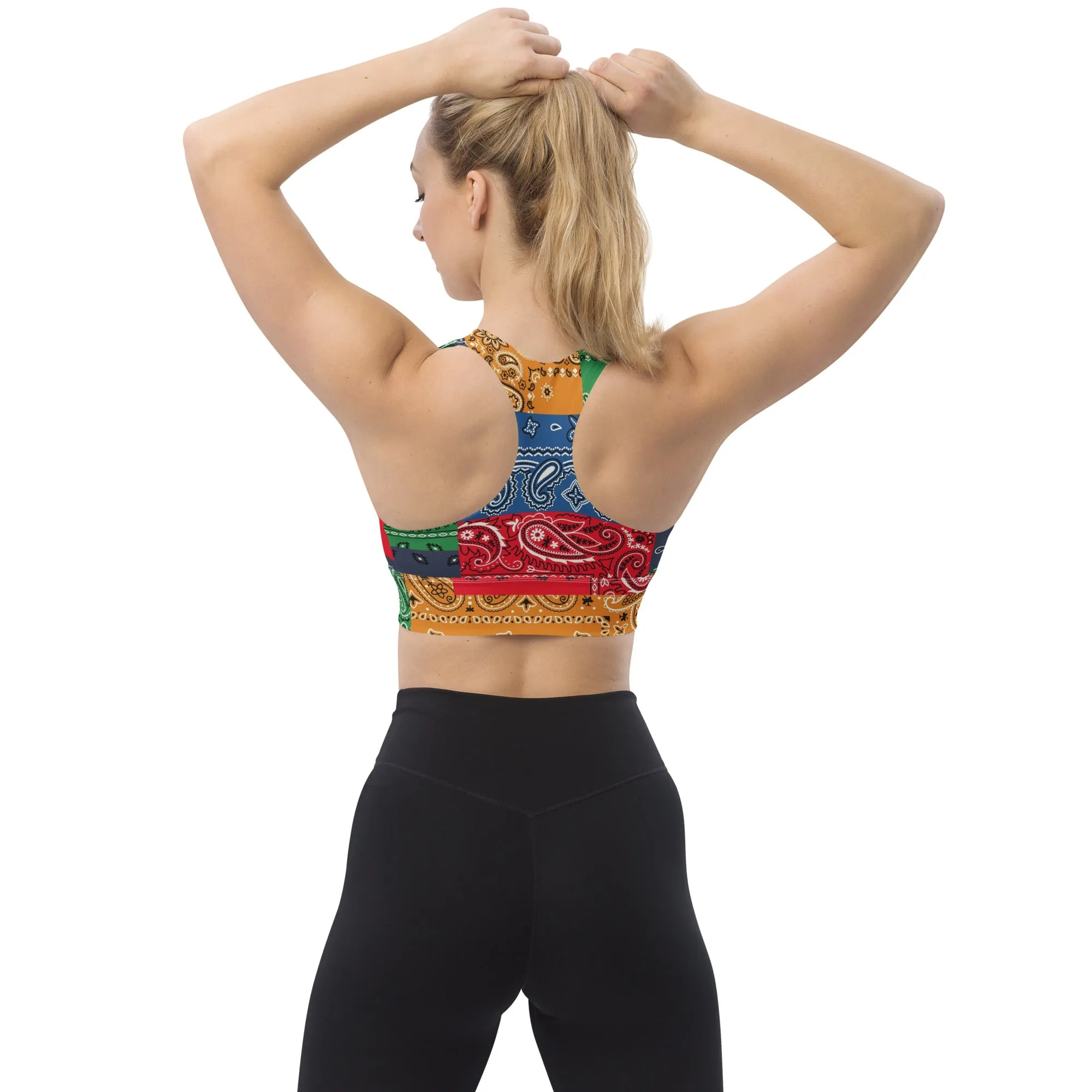 Paisley Bandana Longline sports bra