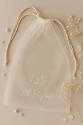 Personalised Veil Storage Bag- Embroidered Tulle Keepsake Bag for Wedding Veils
