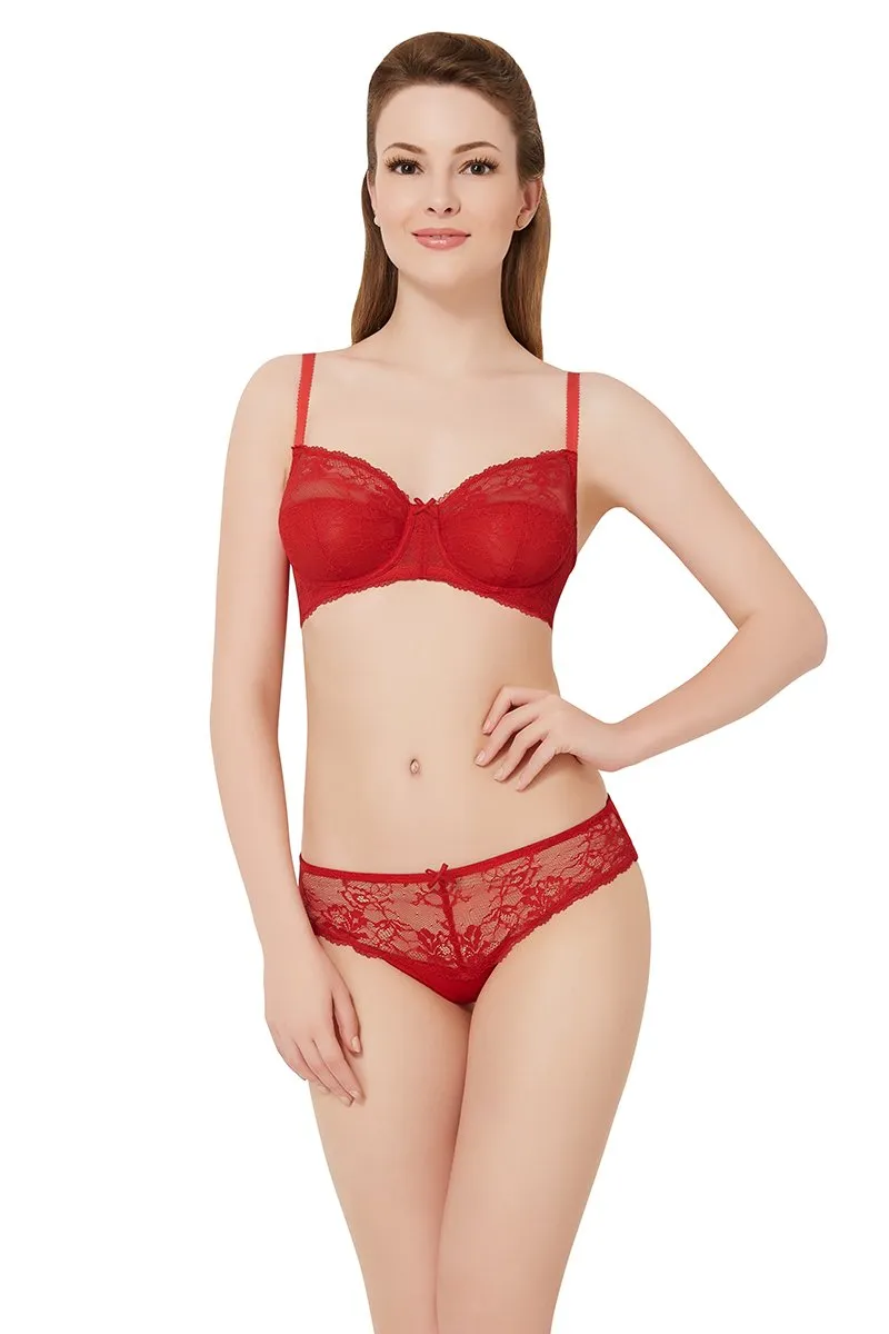 Poetess Non Padded Wired Lace Bra - Tiger Lily