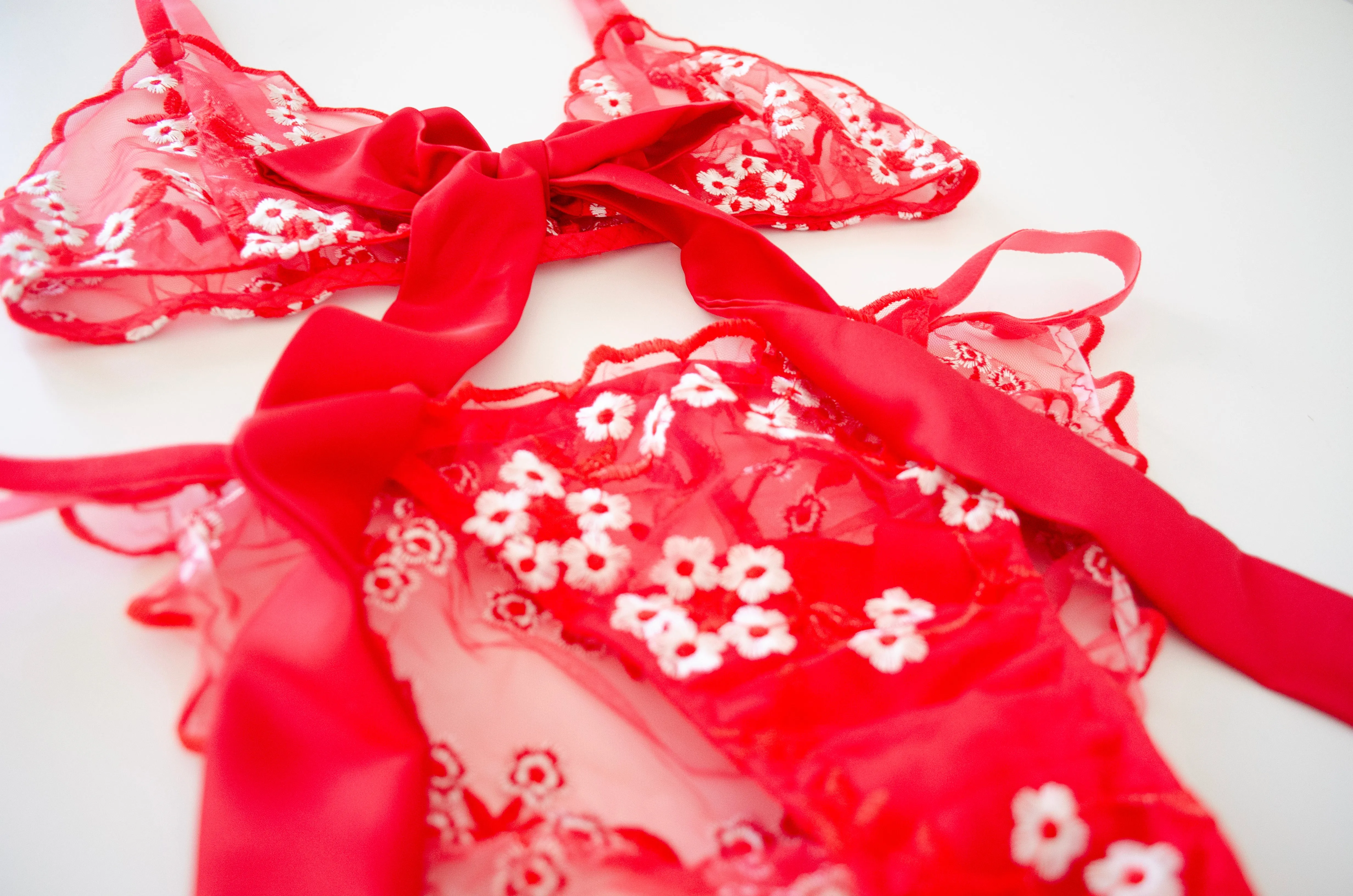 Rouge Floral Lace Set