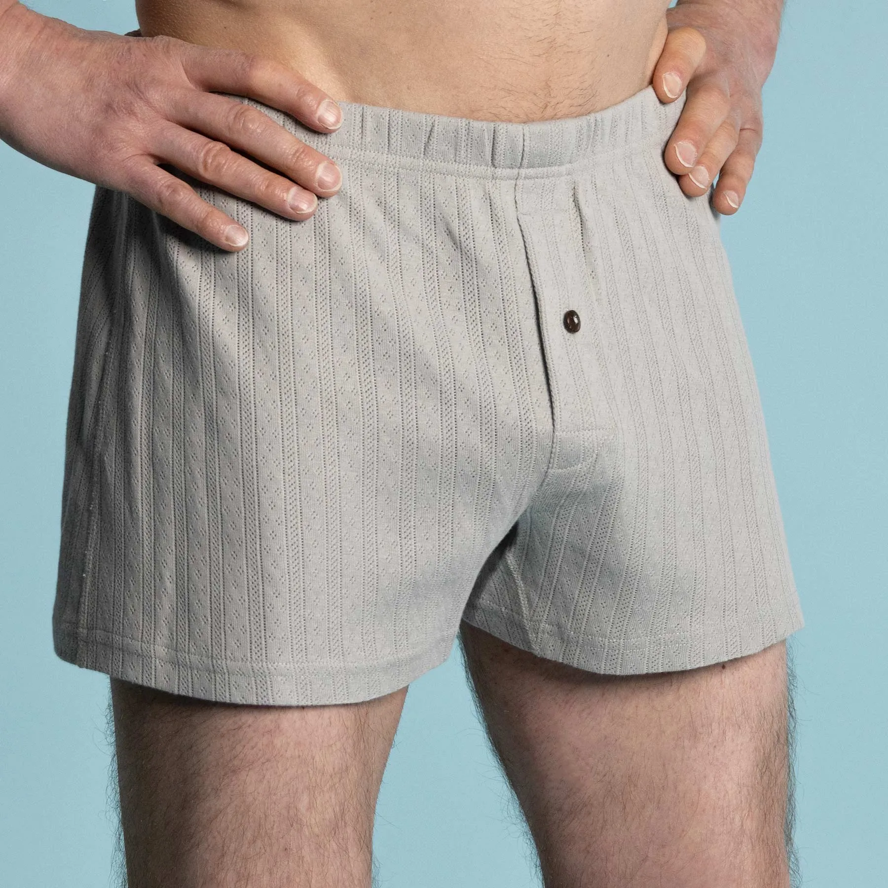 SHAUN 100% Organic Cotton Luxury Jacquard Mesh Boxers (Coconut Button)