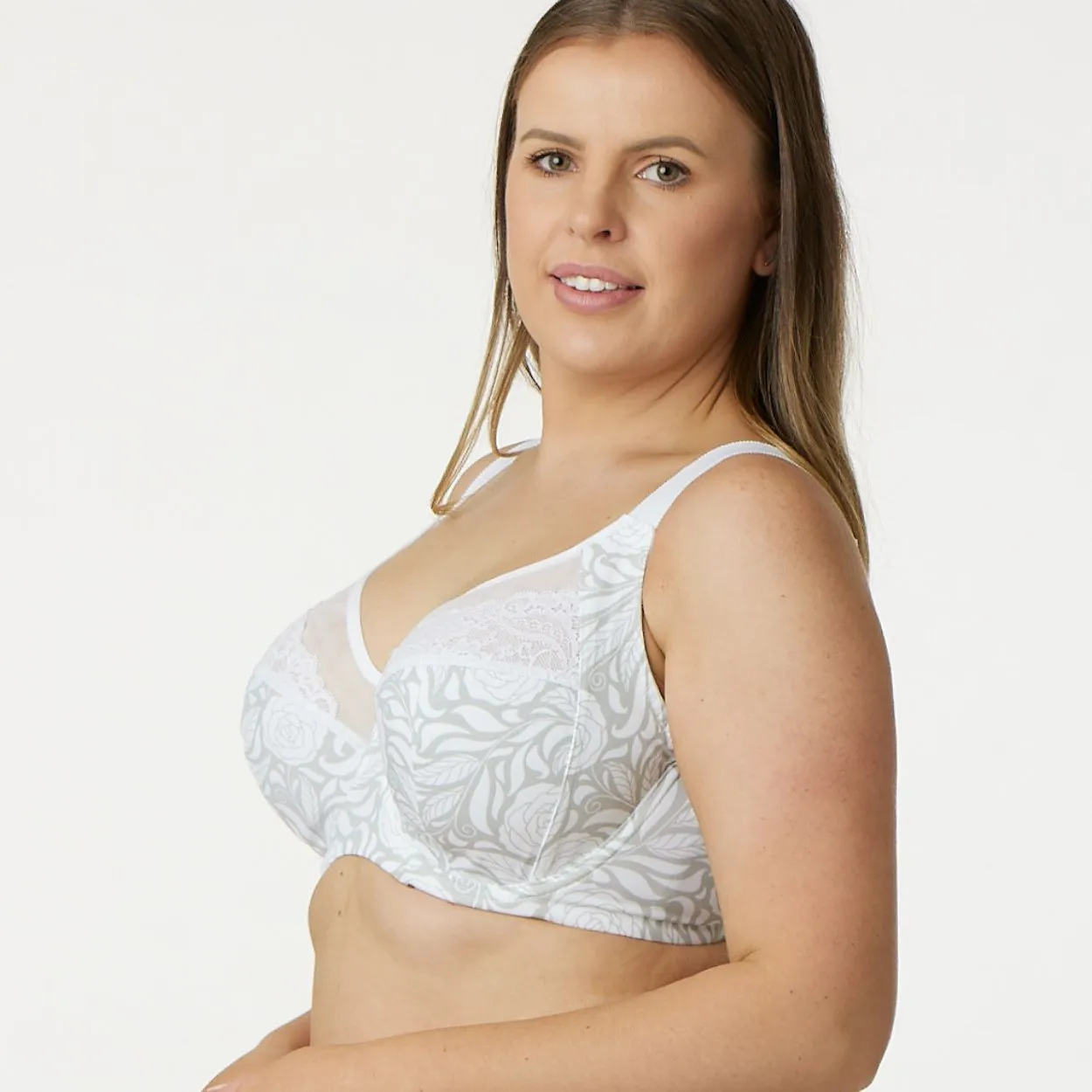 Signature Print Premium Support Bra  - Ice Rose
