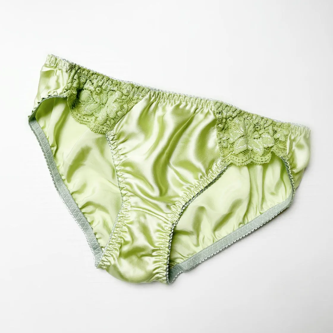 Silk bikini brief with scalloped lace