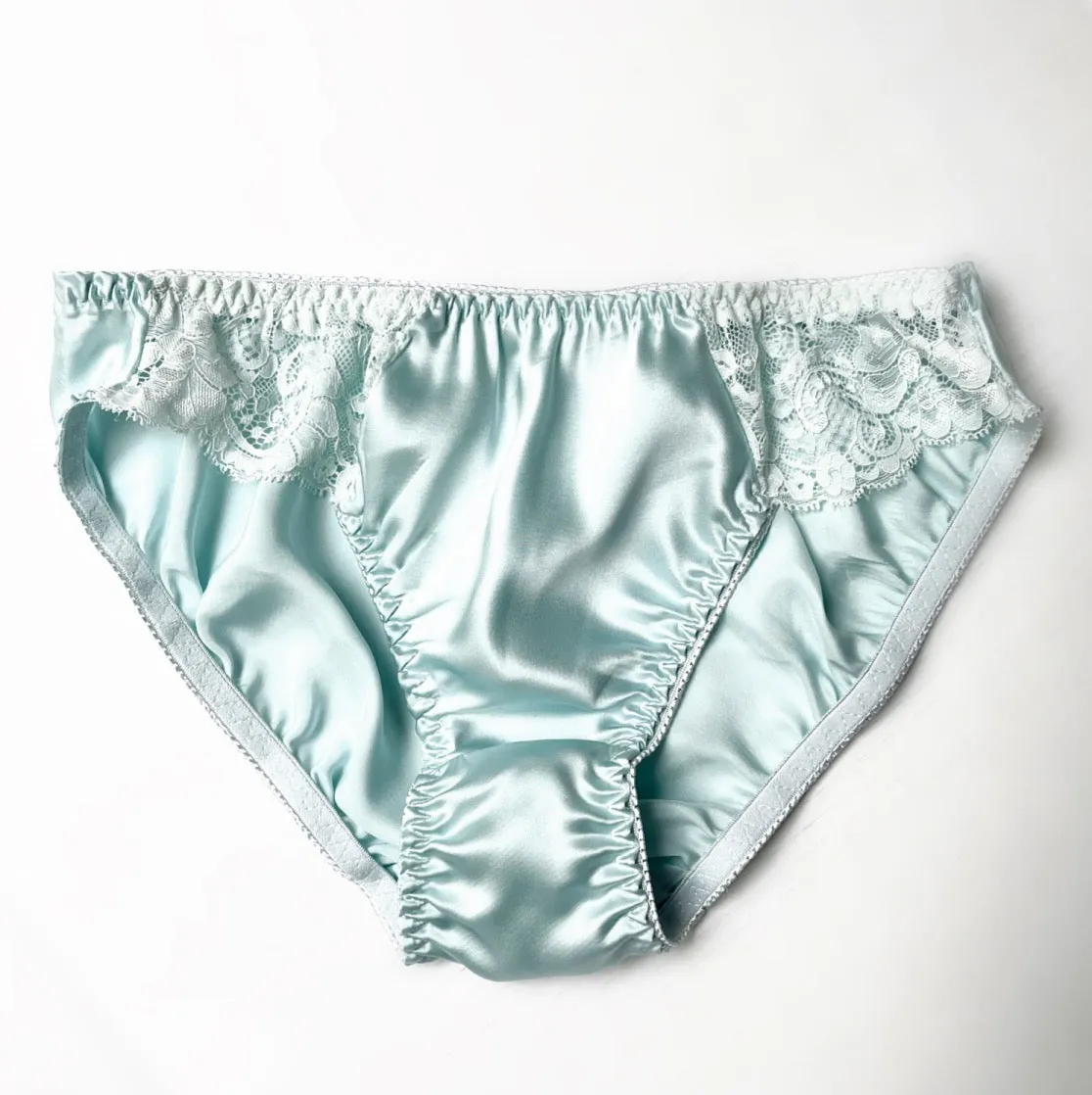 Silk bikini brief with scalloped lace