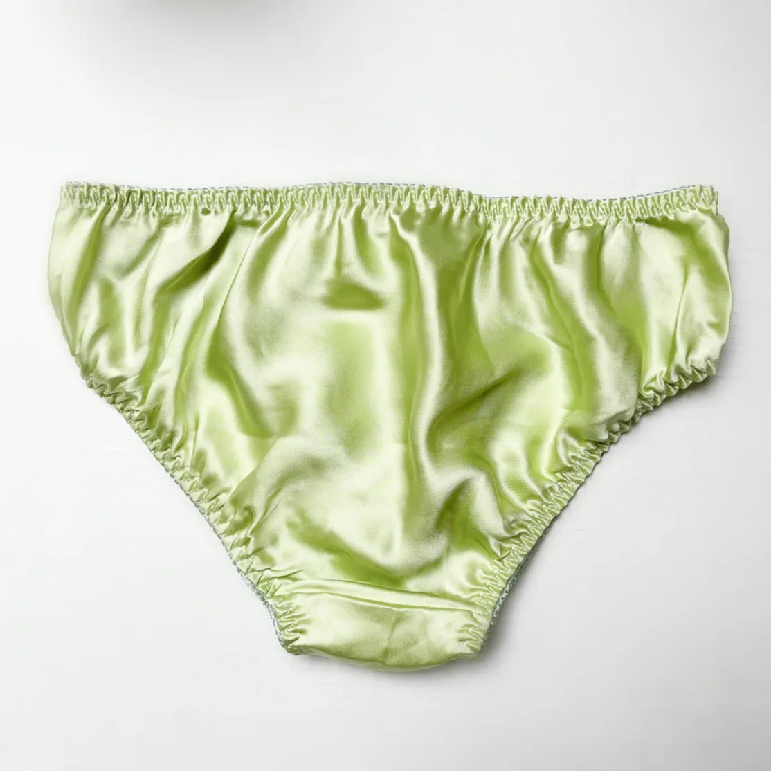Silk bikini brief with scalloped lace
