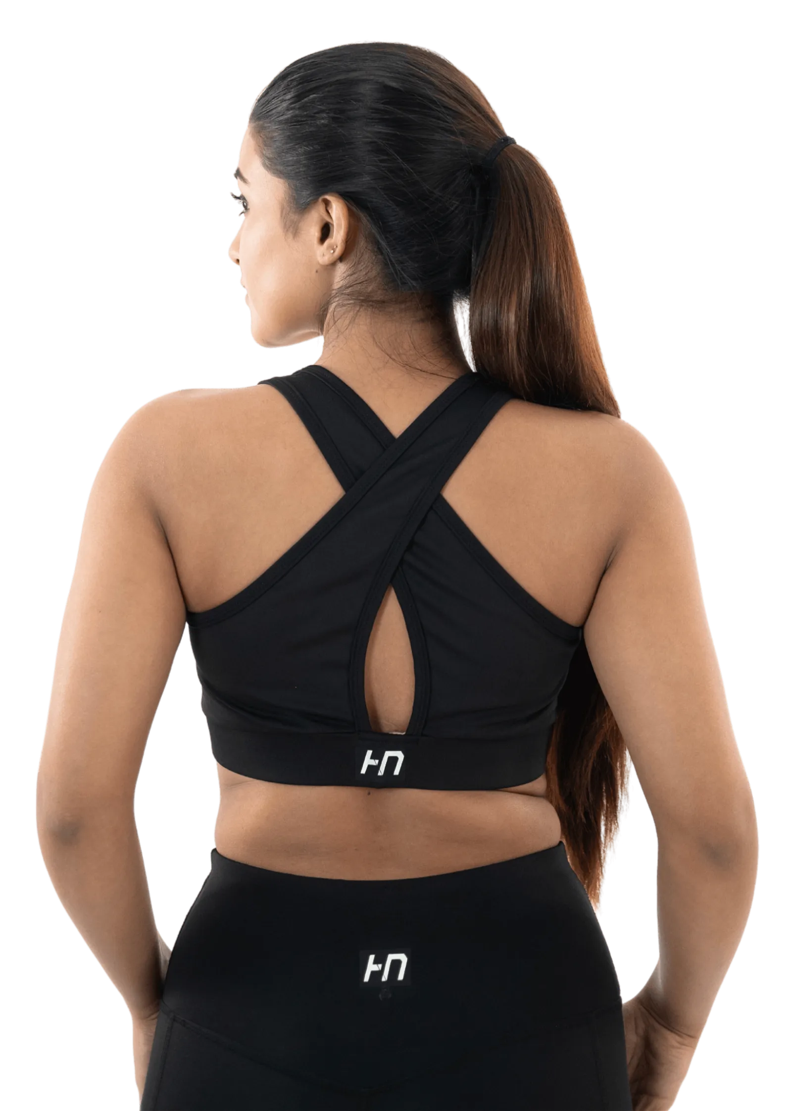 Solid Black Cross Back Sports Bra