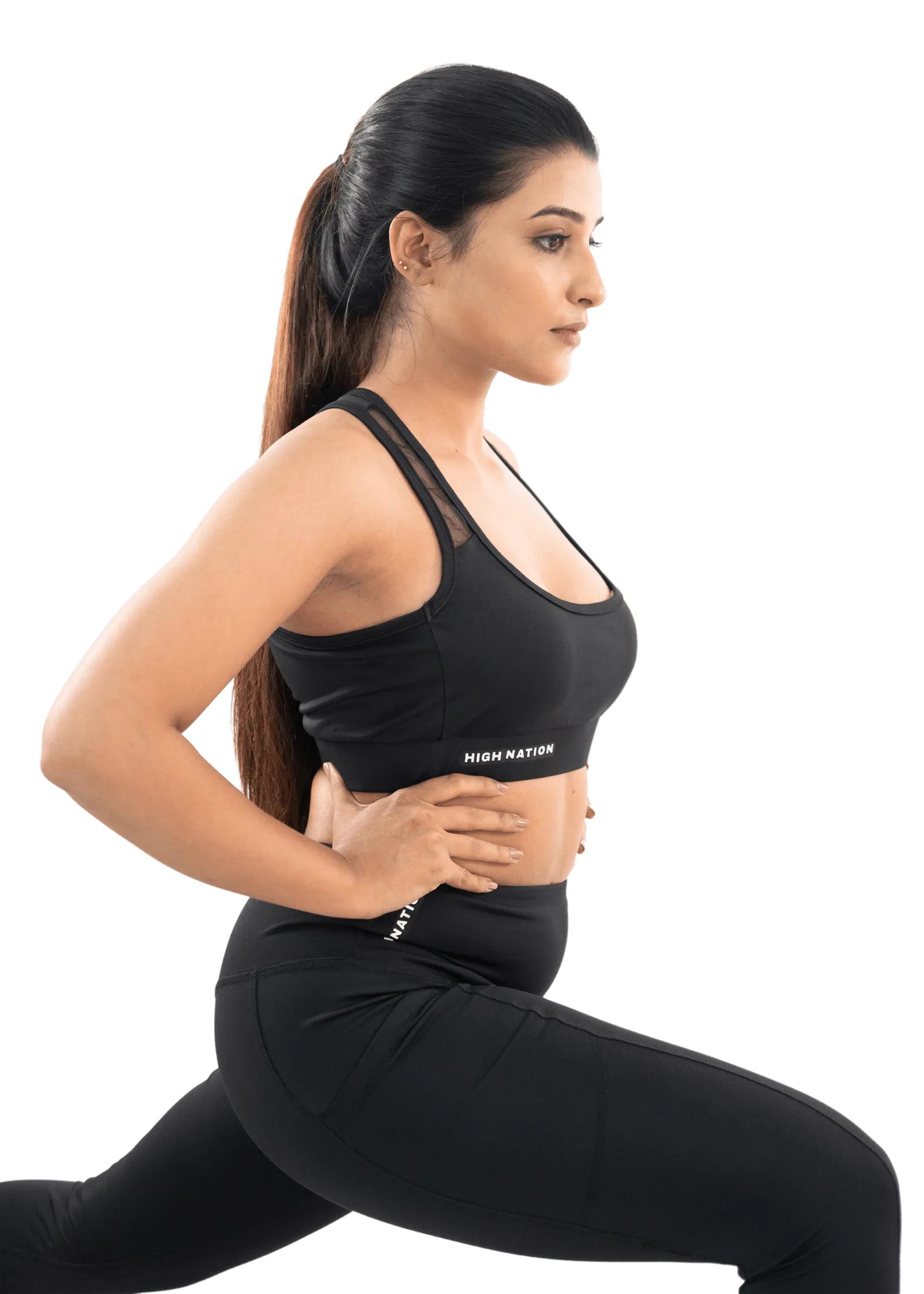 Solid Black Cross Back Sports Bra