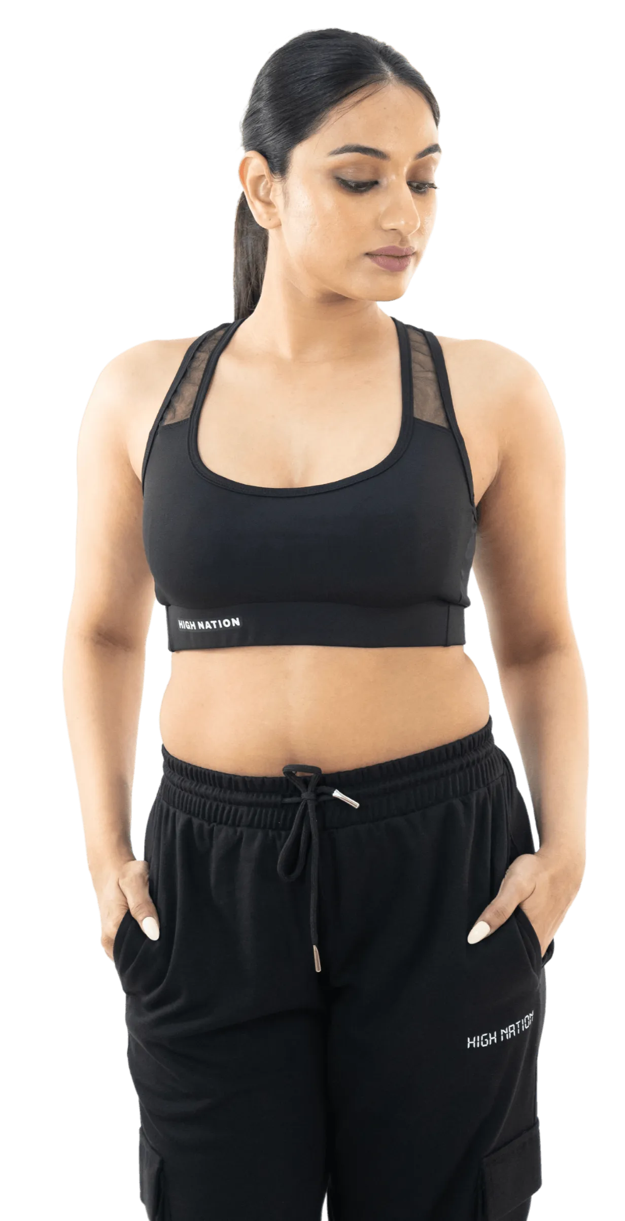 Solid Black Cross Back Sports Bra