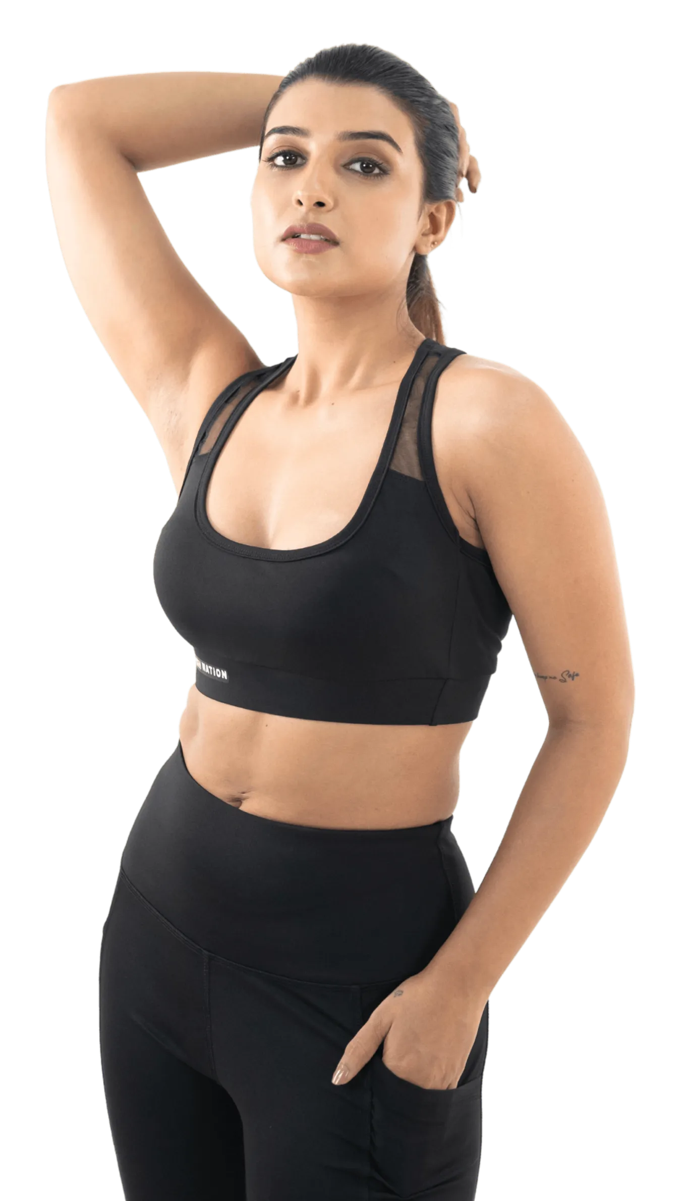Solid Black Cross Back Sports Bra