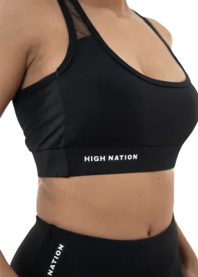 Solid Black Cross Back Sports Bra