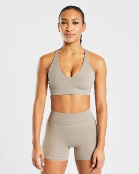 High-Quality Muted Taupe Staple Sports Bra
