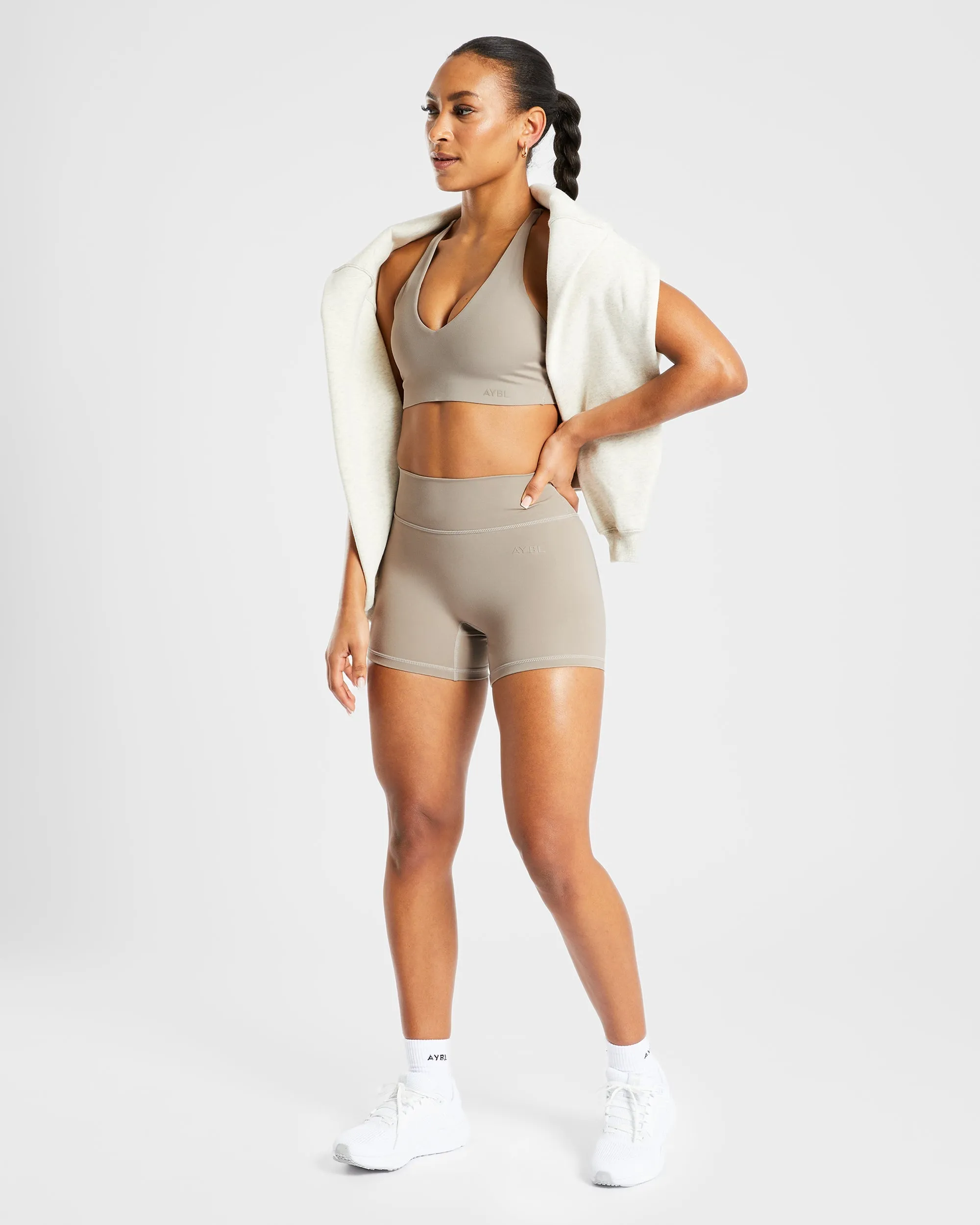 High-Quality Muted Taupe Staple Sports Bra