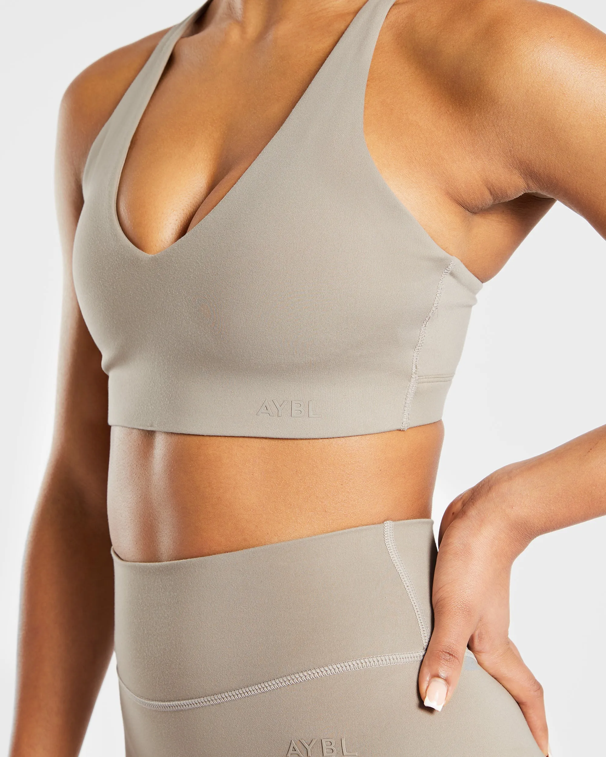 High-Quality Muted Taupe Staple Sports Bra