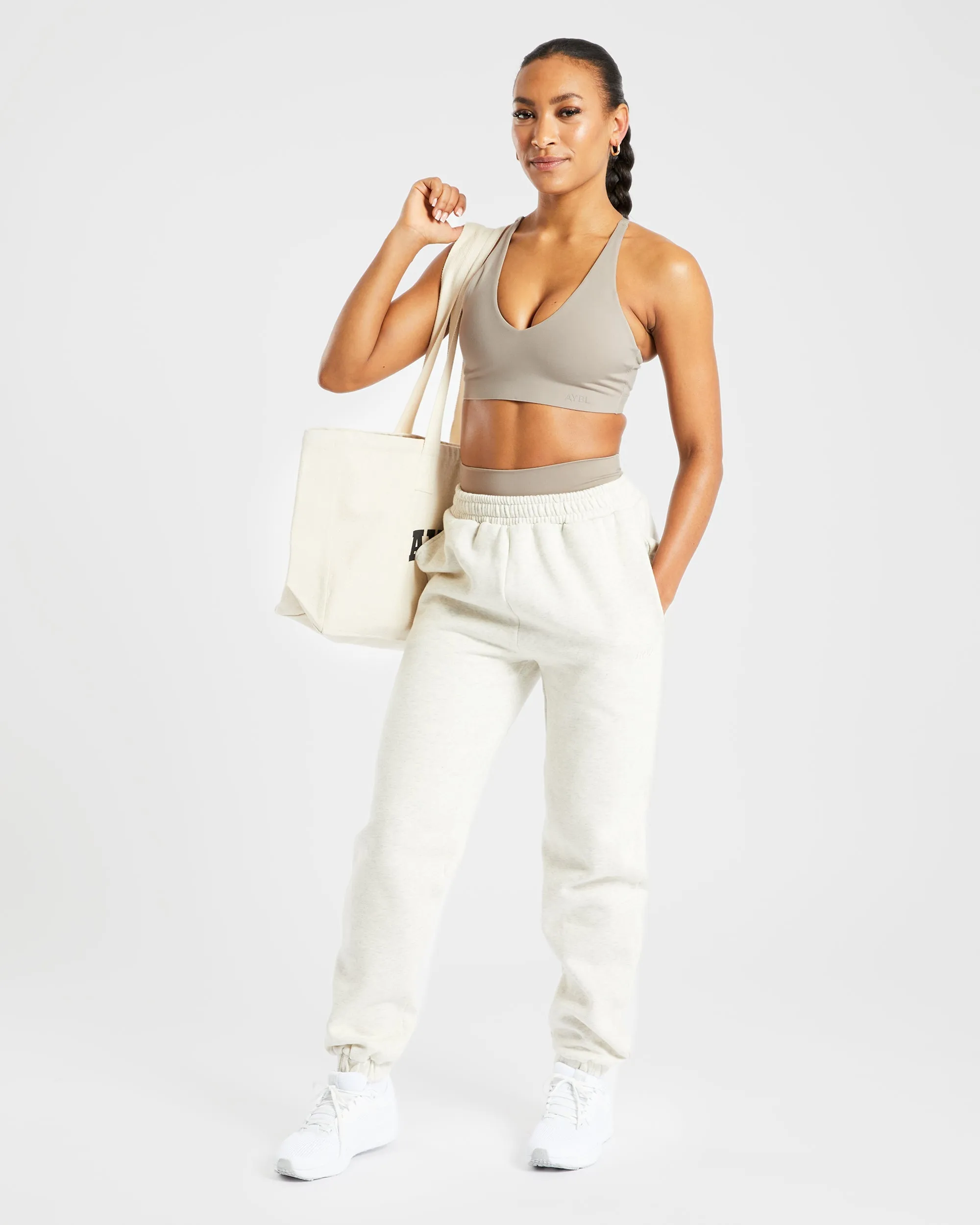 High-Quality Muted Taupe Staple Sports Bra