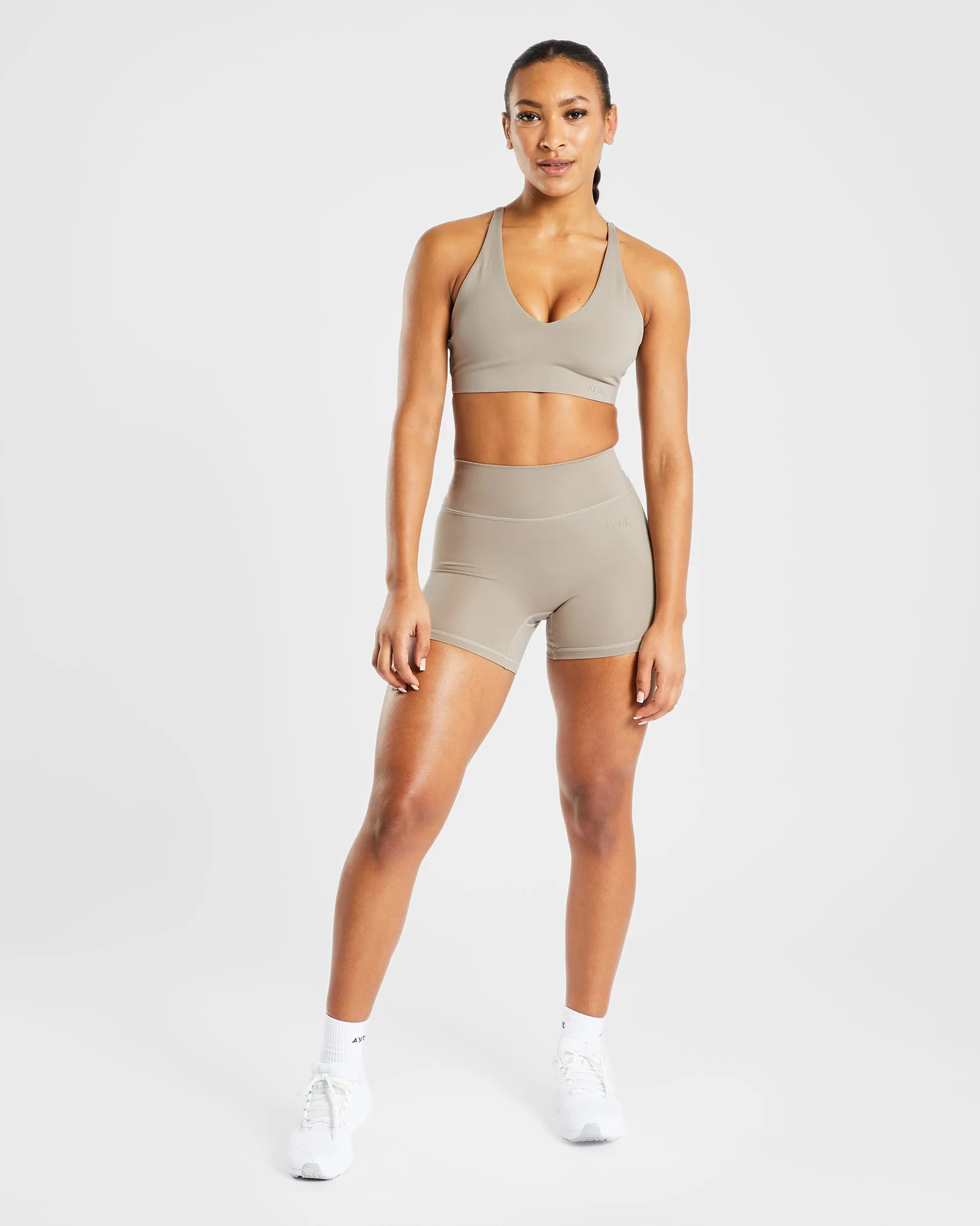 High-Quality Muted Taupe Staple Sports Bra