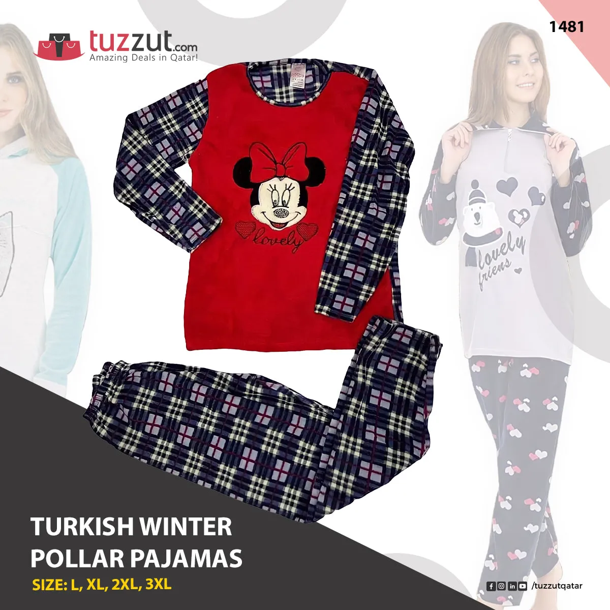Turkish Winter Polar Pajama Nightwear Homewear - 1481